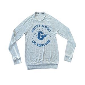 Rescue Strong Long Sleeve Tee Adopt a Dog Go Explore Grey Small
